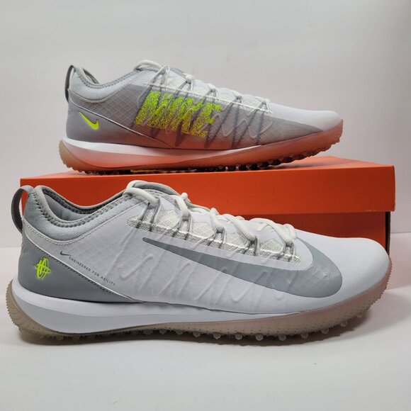 Nike Alpha Huarache 7 Pro TF Lax Men's White Gray Shoes CJ0235-101 US Sz 13 NWB - Picture 1 of 9